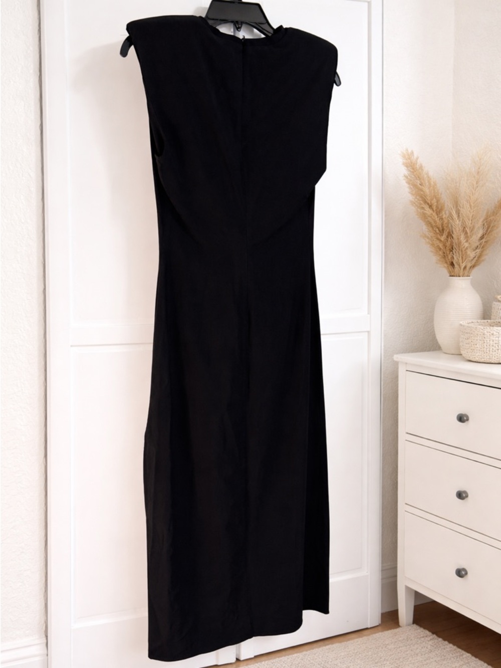 Zara Black Padded Sleeve Midi Dress